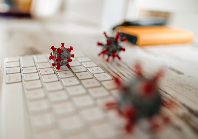 Viruses living on surface of keyboard